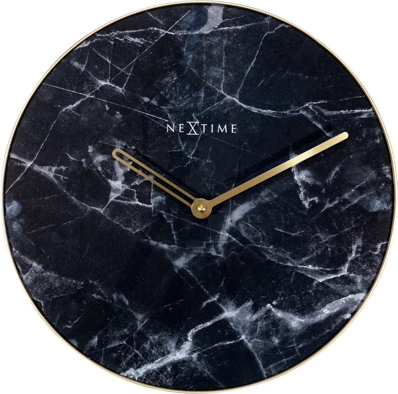 NexTime - Wall clock - Ø 40 cm - Glass/Metal - Black - 'Marble'