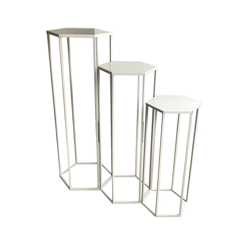 THE HOME DECO FACTORY Assorted Metal Sellets (Pack of 3) white - Image 1