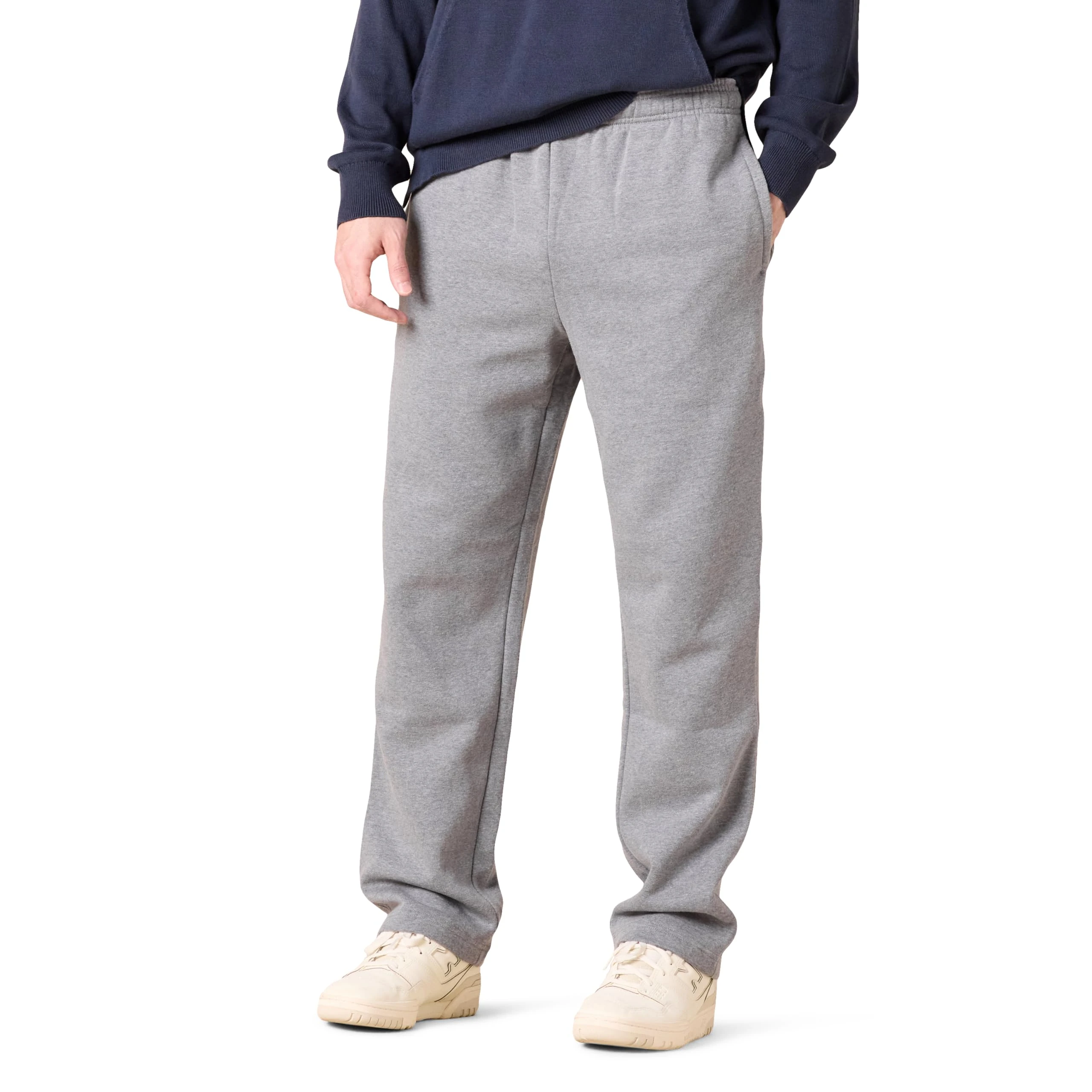 Amazon Essentials Men's Fleece Open Bottom Sweatpant (Available in Big & Tall), Light Grey Heather, X-Small