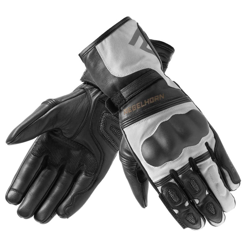 REBELHORN Leather Gloves Patrol Long Black/Grey Xs