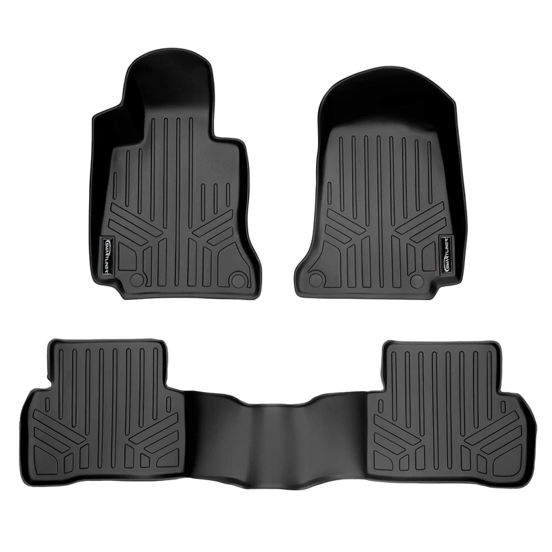 SMARTLINER Custom Fit Floor Mats 2 Row Liner Set Black for 2015-2020 Mercedes Benz C Class Sedan Only