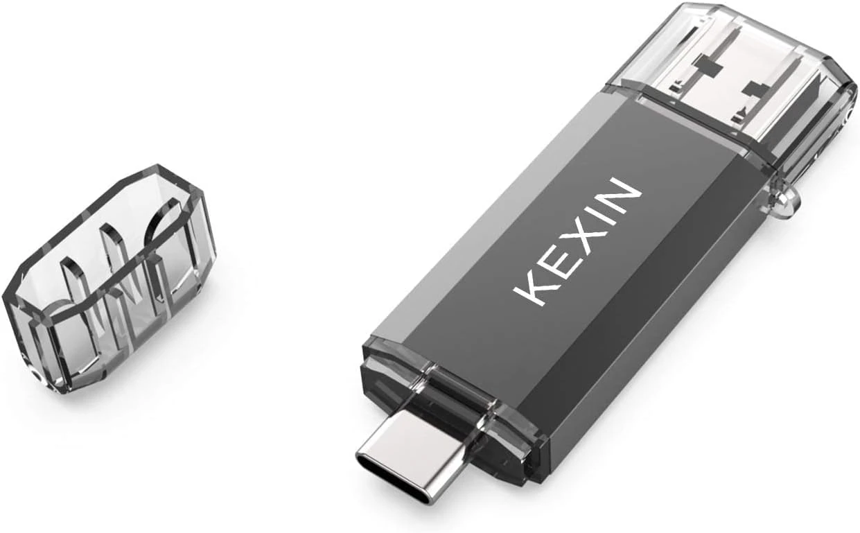 KEXIN USB C Flash Drive 128GB USB 3.0 Dual OTG USB C Memory Stick USB Stick Type C Thumb Drive Pen Drive for PC Tablet Laptop TV Car Smartphones (Huawei Honor Samsung Xiaomi) Black