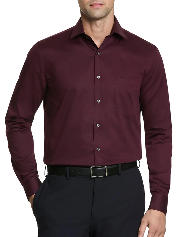 Van Heusen Men's Dress Shirt Regular Fit Flex Collar Stretch Solid, Hearth, 18.5" Neck 34"-35" Sleeve - Image 1