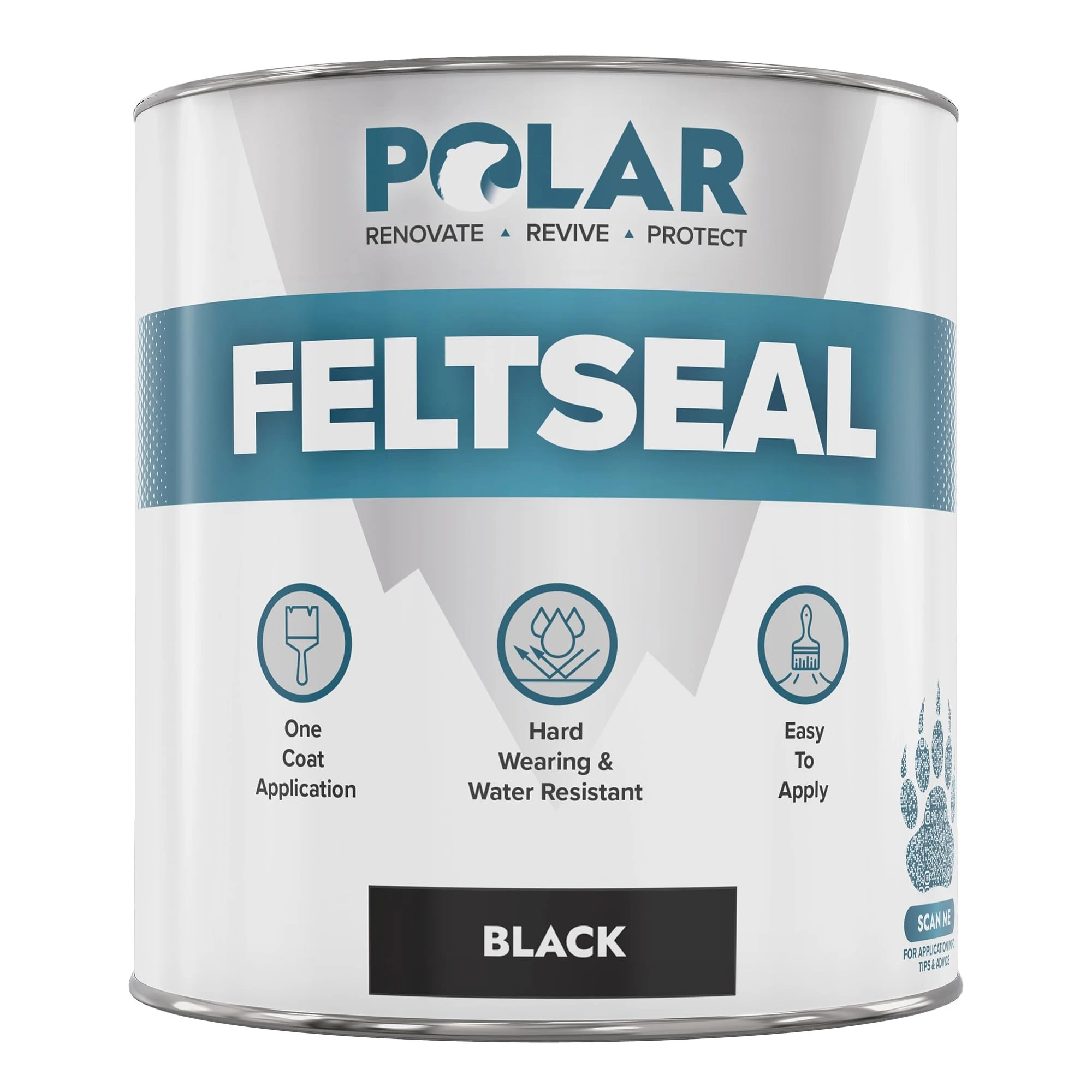 Polar Black Felt Seal - 1 Litre - Instant Waterproof Roof Sealant - Ideal for Flat or Pitched Felt, Shed & Garage Roofs - Easy to Apply