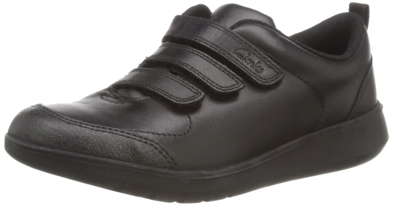 Clarks Boys Scape Sky K Trainers, Black Leather, 5 UK