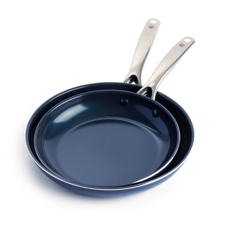 Blue Diamond Cookware Diamond Infused Ceramic Nonstick 2-Piece Frying Pan Skillet Set, 24 cm and 28 cm, PFAS-Free, Oven Safe, Blue