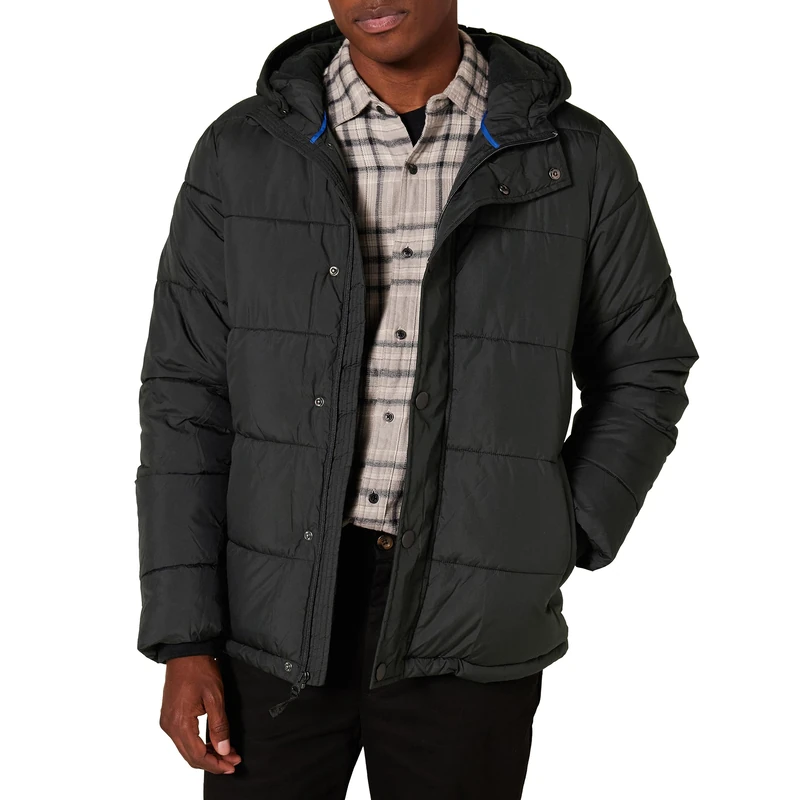 Amazon Essentials Men's Winter Heavyweight Hooded Puffer Coat, Black, S