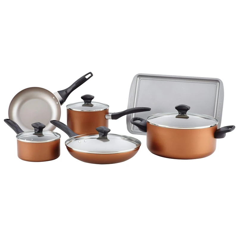 Farberware nonstick 11pce Aluminium cookware, tools and bakeware set - Copper - Image 1