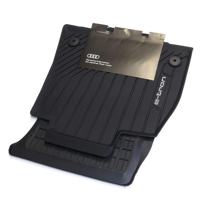 Audi 4KL061501 041 Premium Rubber Floor Mats Front 2 x Rubber Mats All-Weather Mats Black with E-tron Lettering