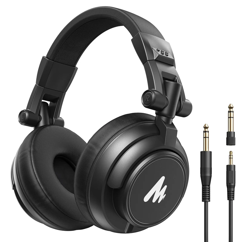 Maono Studio Closed Back Dynamic Headphones 3.5mm & 6.35mm Jack Plug for podcasting, music production, streaming and more