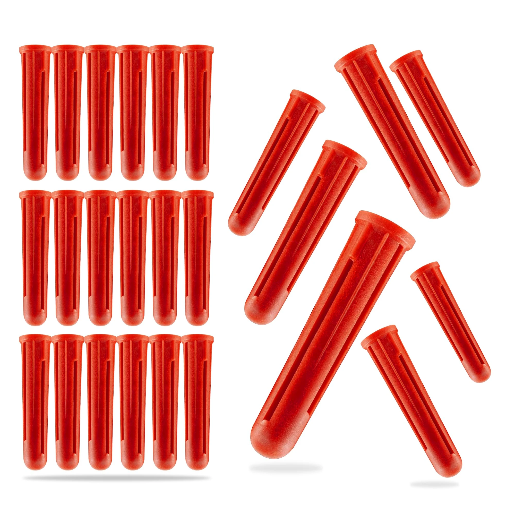 60 Red Rawl Plugs Screw Fixing Wall Expansion Raw Plugs Brick Stone Concrete