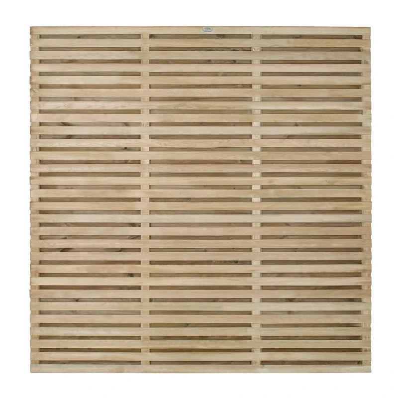 Forest Garden Forest Fence, 6ft Double Slatted Panel