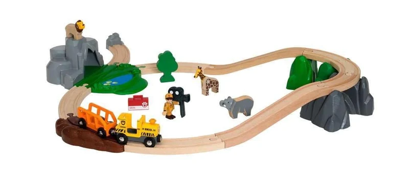 BRIO World Safari Adventure Train Set for Kids Age 3 Years Up - Wooden Railway Expansions and Accessories