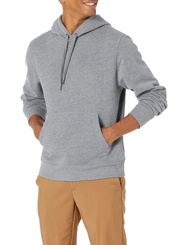 Amazon Essentials Men's Pullover Sweatshirt Hoodie, Big & Tall Options Available, Grey Heather, XS