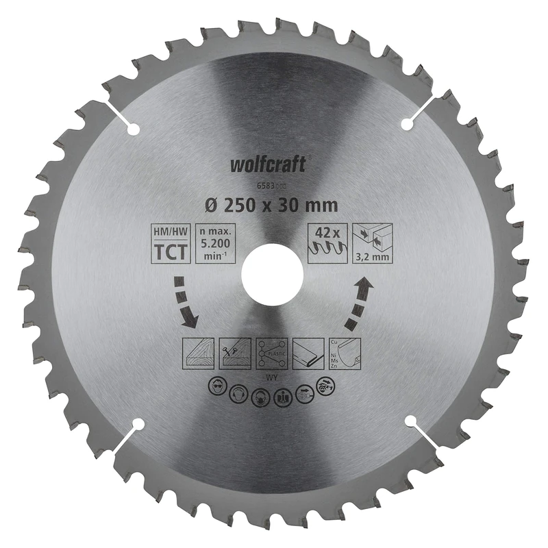 wolfcraft TC Circular Table Saw Blade, new purple series I 6583000 I Fine, clean cuts