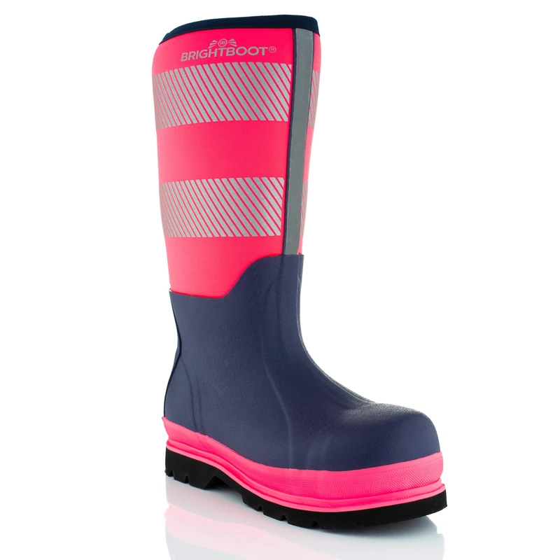 Brightboot Hi Vis Waterproof Safety Boots (6 UK, Pink)