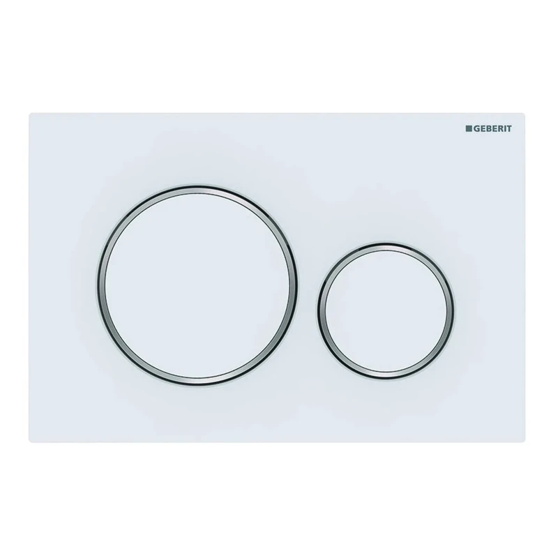 Geberit Sigma 20 115882JT1 Actuator Plate for 2 Flushes with Front Actuation Plate and Buttons Matte White Stripes Chrome