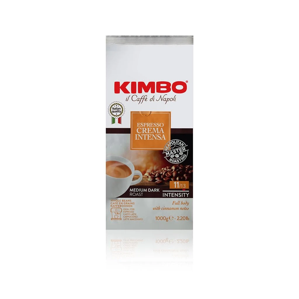 Kimbo Crema Intensa Whole Coffee Beans, Medium Roast, 1kg Bag
