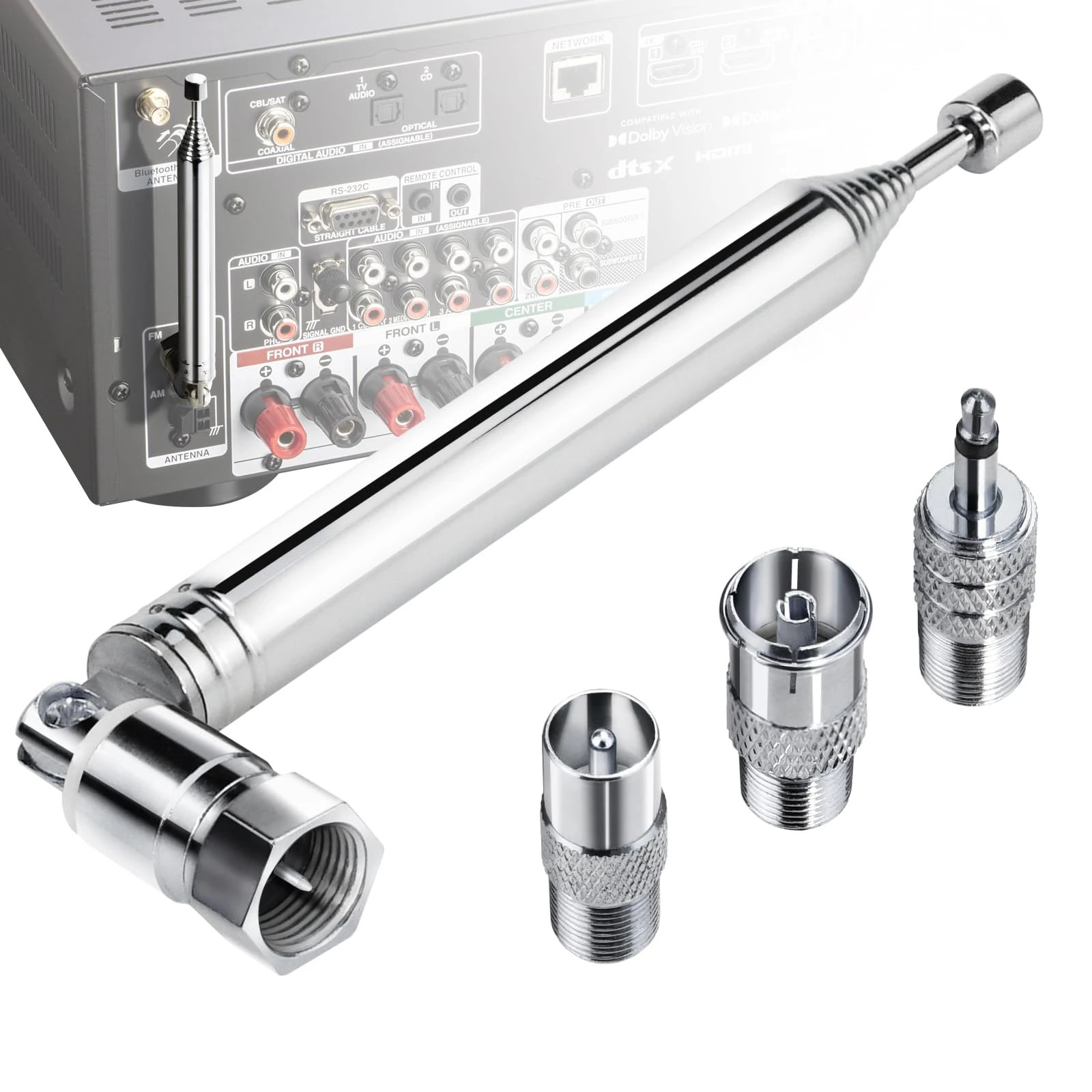 75 Ohm Telescopic DAB Radio Aerial Antenna for HiFi AV Receiver Mini System, Ancable FM Aerial Indoor Antenna Unbal