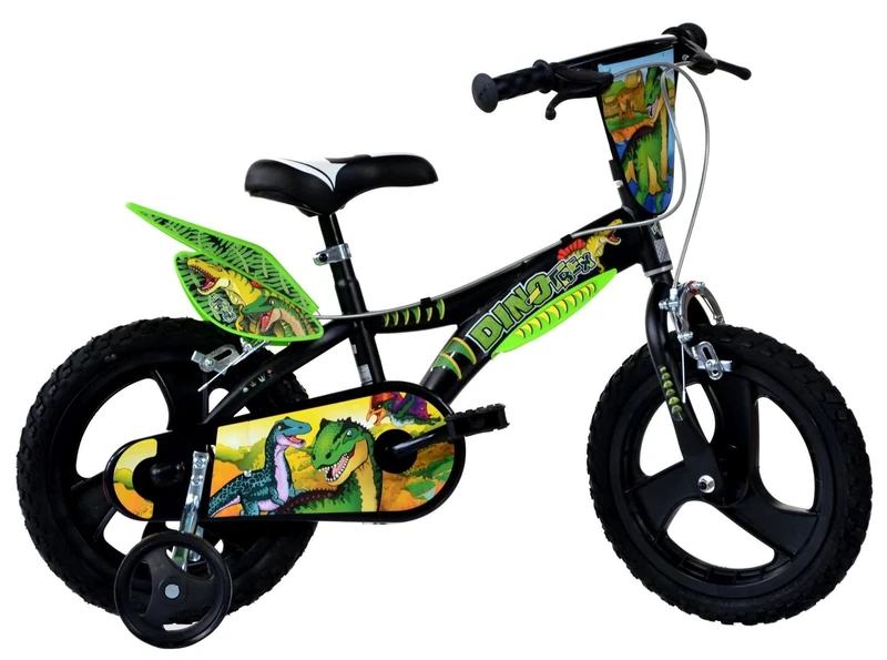 Dino Bikes, Dinosaur 14" Bikew with training wheel stabilisers, Green