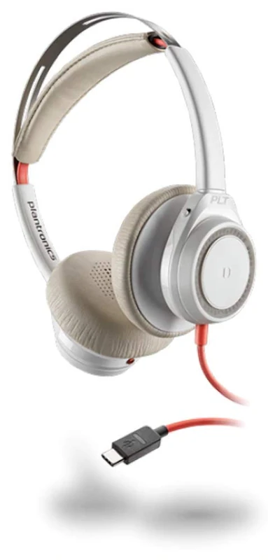 Plantronics Blackwire 7225, USB-C, Clip-On Headset, White