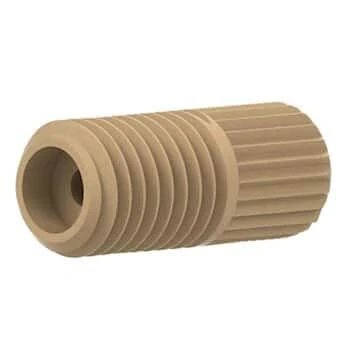 Idex Super Flangeless Nut, Headless, Short, Natural PEEK, 1/32 inch or 1/16 inch OD Tubing, 1/4-28 Flat Bottom; 10/PK