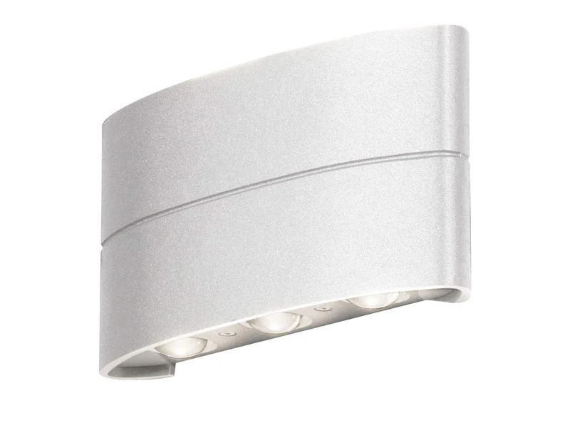 Konstsmide Outdoor Wall Light Mains Powered/Chieri Modern Up Down/LED High Power 6 x 1 W Lamp/Clear Glass/Aluminium/IP54/Outside Light White
