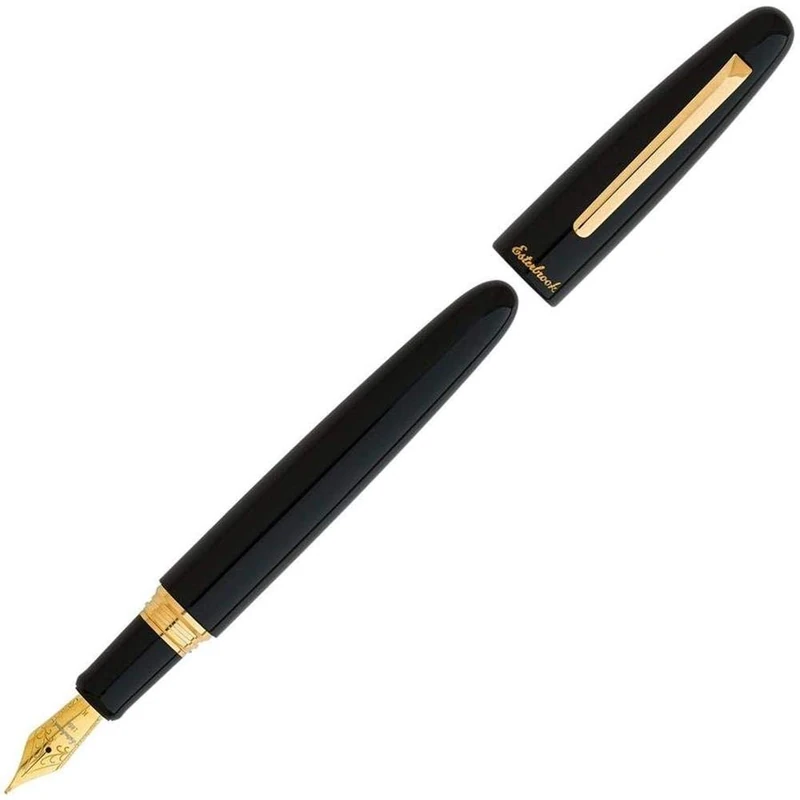 Esterbrook E116 Estie Ebony Fountain Pen Black Acrylic with Gold Fittings Extra Fine Nib Size - Image 1