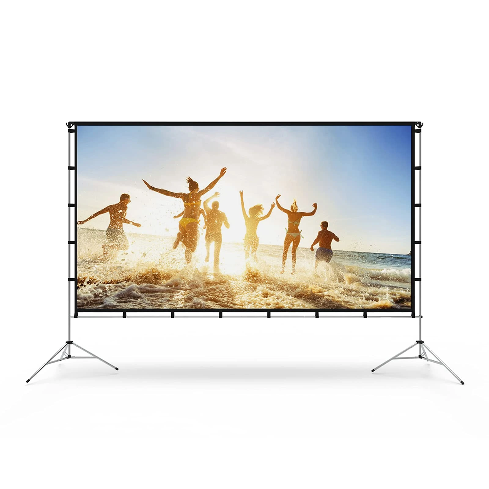 120 inch Projector Screen with Stand, Vamvo Outdoor Indoor Screen 16:9 4K Full HD for Home Theatre Office Presentation, Portable Projector Screen Winkle-Free with Carrying Bag