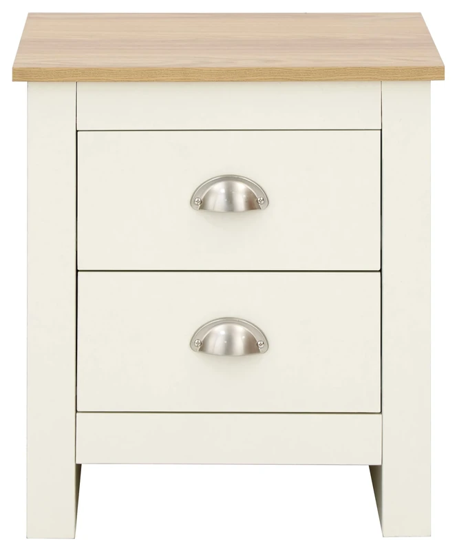 Lancaster Cream with Oak Top Bedroom Furniture - Wardrobes, Chest, Bedside (Bedside Cabinet)