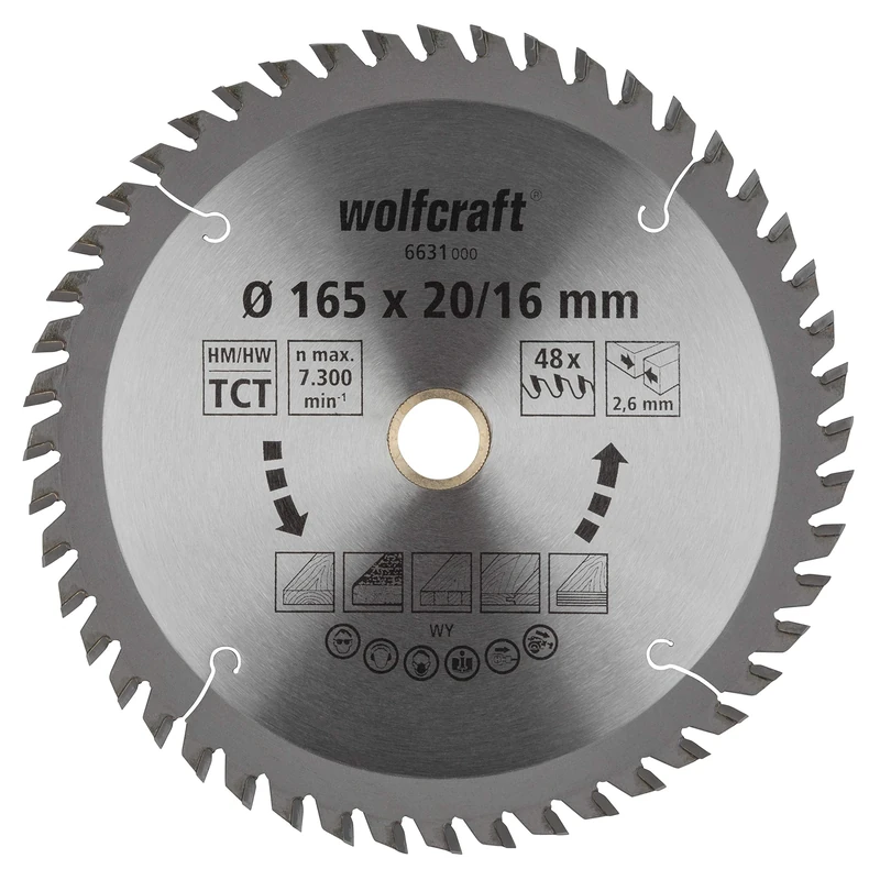 wolfcraft TC Circular Hand Saw Blade, orange series I 6631000 I Fine, clean cuts