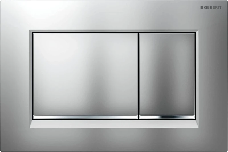 Geberit 115.883.JQ.1 Sigma30 Push Button, Double Discharge: Matte Lacquered, Easy to Clean Coating, Glossy Chrome, Chrome, 24.6 x 16.5 x 1.2 cm