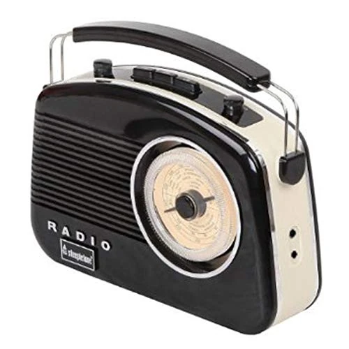 Steepletone Brighton 2B Retro Radio, Mains Electric/Battery Powered. Shabby Chic Nostalgic 1950's Style Rotary Radio FM & AM (MW) + Link Mobile Smart Phone Music Play (Mains + Audio Cable Inc) Black