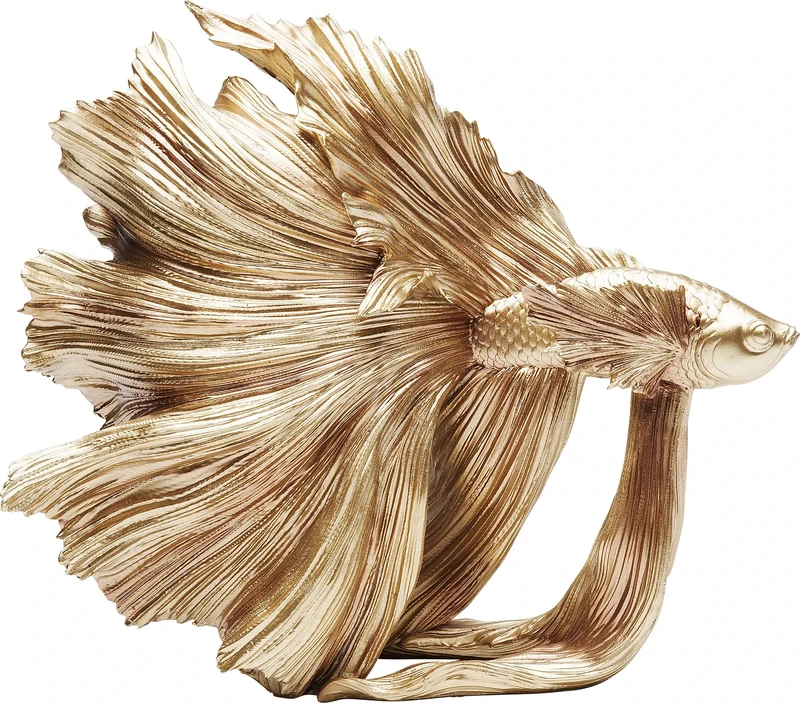 Kare Design deco figure Betta Fish, gold, home decor, handmade, 37cm, animal figures, room decor, home decor for living room, bedroom, hallway