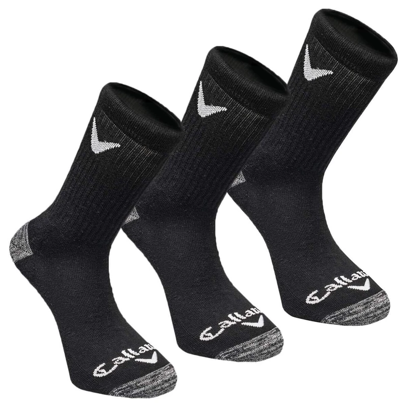 Callaway Men's 2022 Men's Sport Crew Socks, Black, 3 Pack, Osfm Socks, Black, One Size UK - Image 1