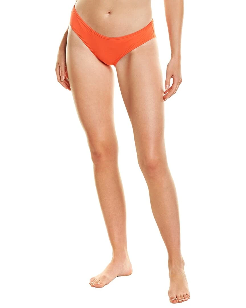 Vince Camuto Women's Surf Shades Shirred Smooth Fit Cheeky Bikini Bottoms - Orange - X-Small