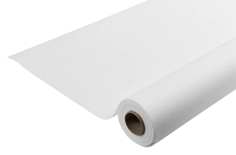 Disposable spun bound nonwoven tablecloth - Roll 1.20 M wide X 50.4 M long Pre-cut every 1.20 M - Tear-proof, water-repellent and wipe able material - white