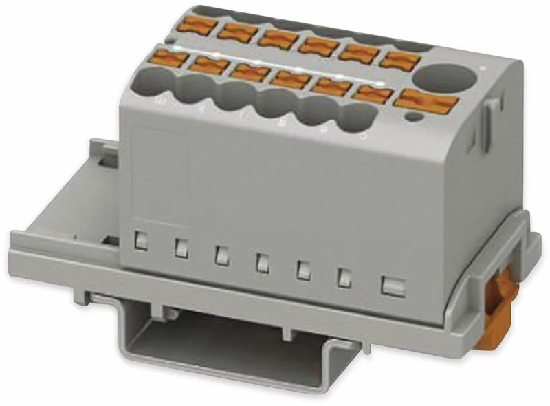 Phoenix Contact CONTACT PTFIX 6/12X2.5-NS35 GY Distribution Block with Vertical Orientation and Integrated Input, 690 V, 24 A, Number of Connectors: 13, Cross Section 0.14 mm²-4 mm² Grey