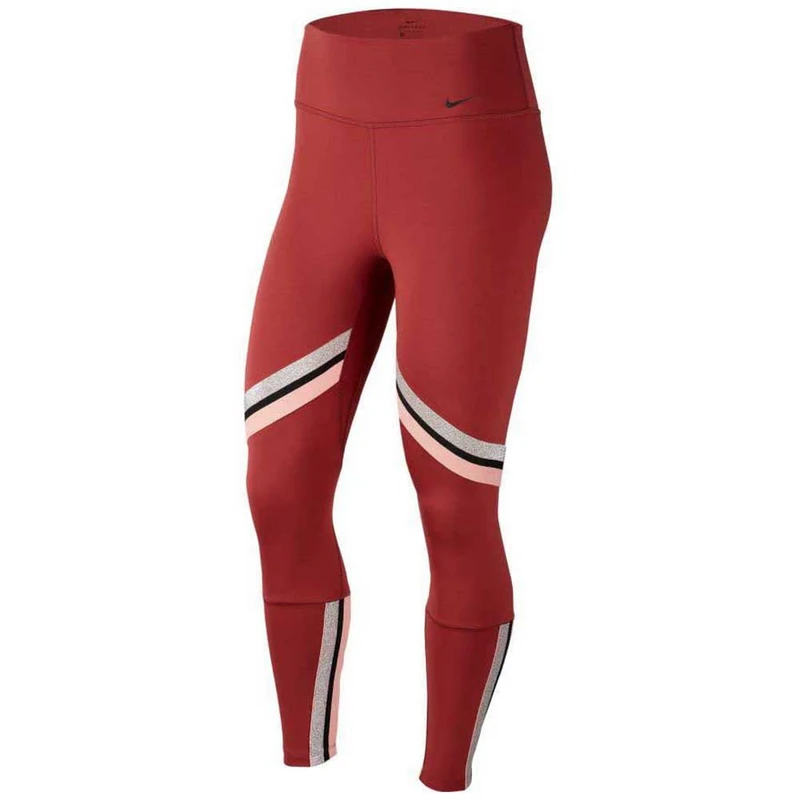 NIKE One Icon Clash 7/8 Tight Women's Tight, Cedar/Metallic Silver/Black, Large