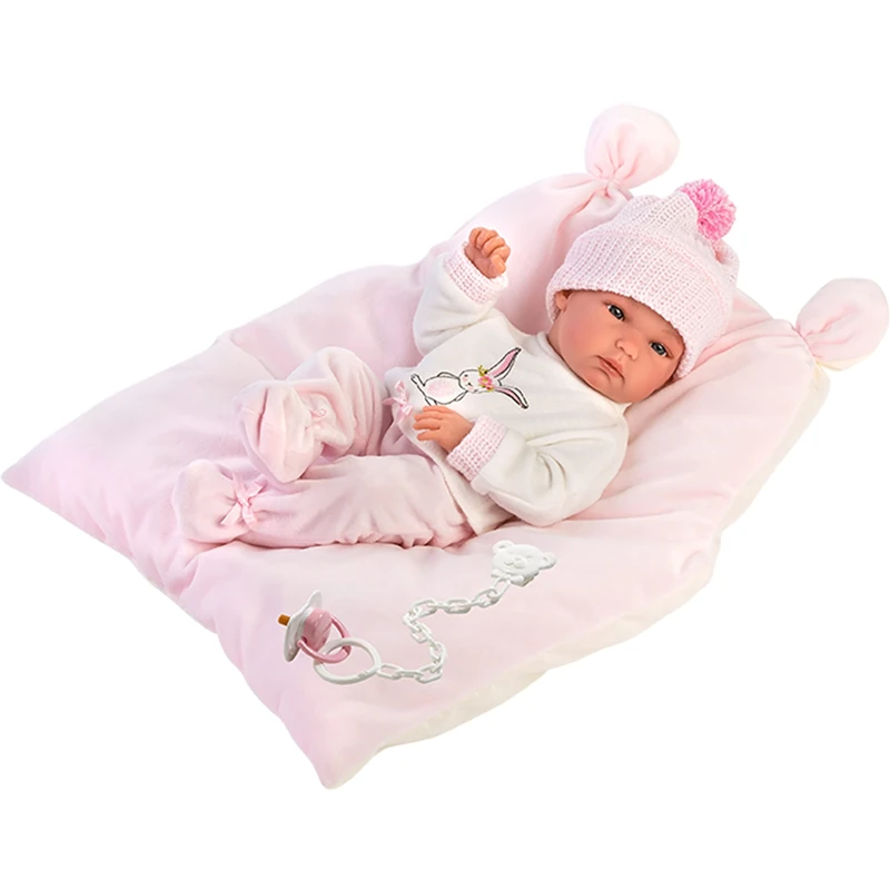 Llorens Bimba Doll with Blue Eyes Baby Doll with Vinyl Body, Includes Pyjamas, Hat and Pillow, Doll Girl, New Born 35 cm