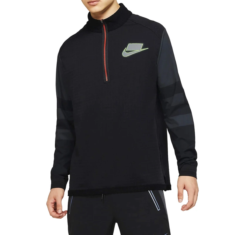 Nike M Nk Wild Run Midlayer Long Sleeved T-Shirt - Black/Off Noir/Reflective Silver, X-Large