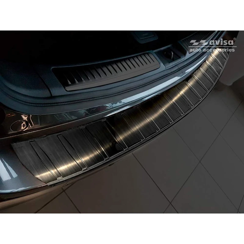 Avisa Black Stainless Steel Rear bumper protector compatible with Mazda 6 III (GJ) Combi 2012- 'Ribs' 'Long'