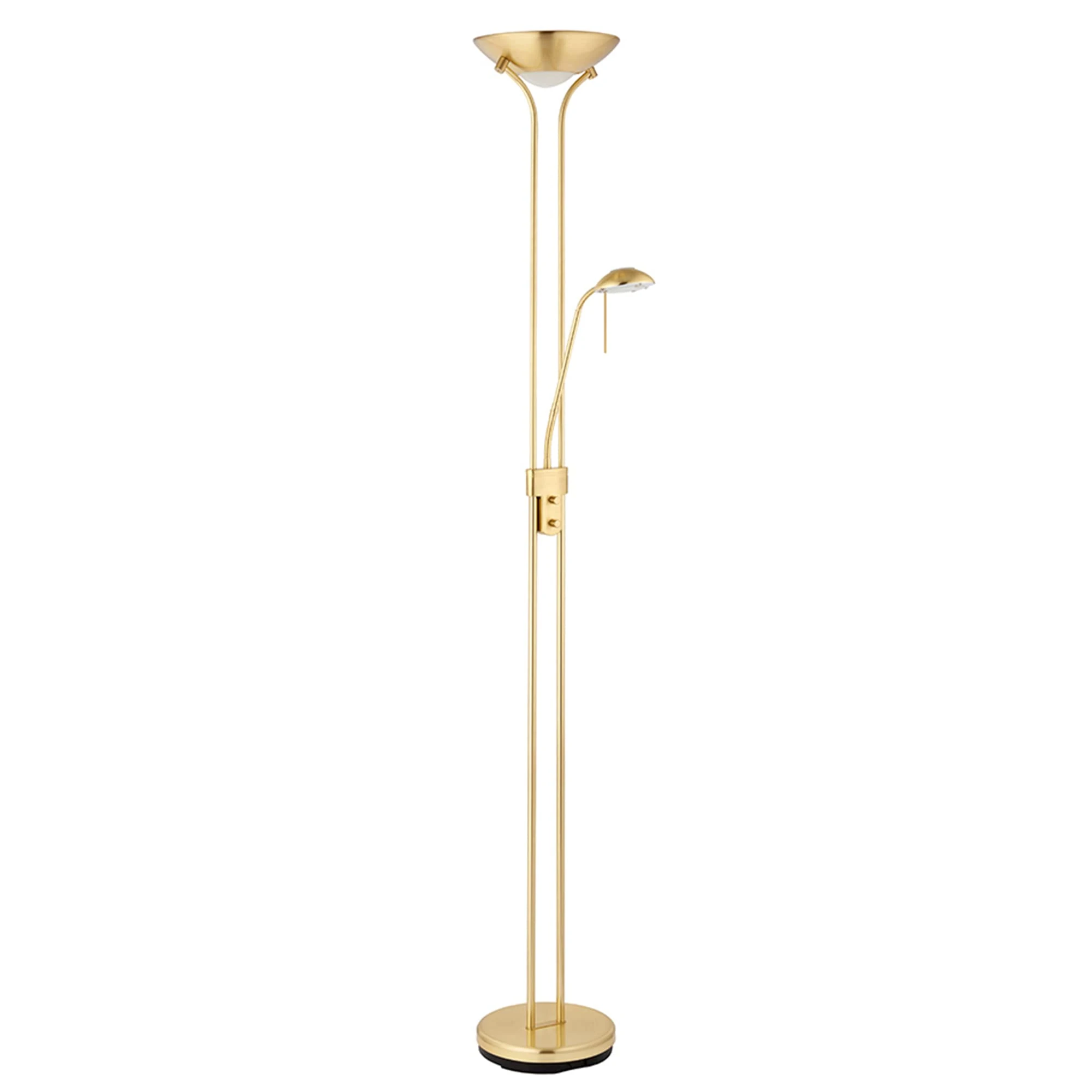National Lighting Mother and Child Uplighter Floor Lamp with Reading Light - Satin Brass Finish Floor Lamps for Living Room R7s/G9 Bulbs (Not Included)