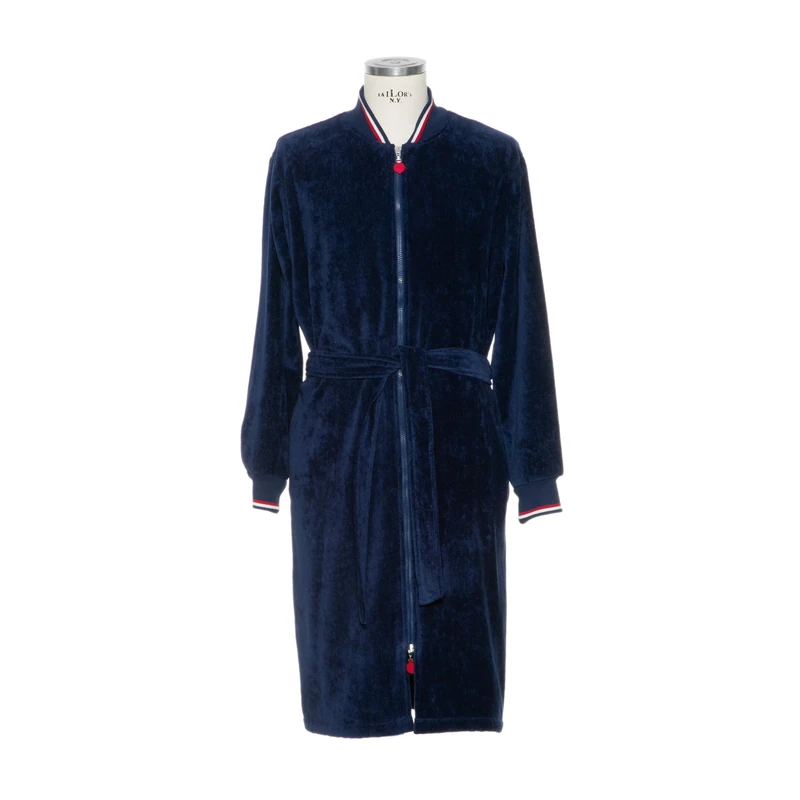 möve Sporty Robe with Zip, 100% cotton, deep sea, in Size S