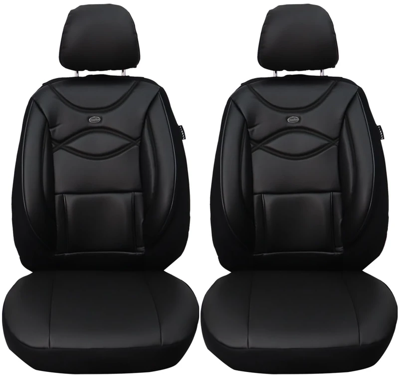Custom Seat Covers Faux Leather for Car Seats Compatible with Fiat Fullback 2016 Driver and Passenger Seat Covers Seat Protector Seat Cover FB:D104 (Black)