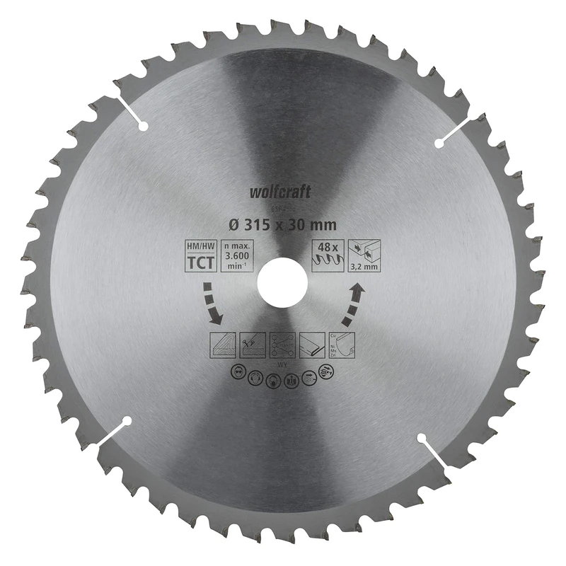 wolfcraft TC Circular Table Saw Blade, new purple series I 6584000 I Fine, clean cuts