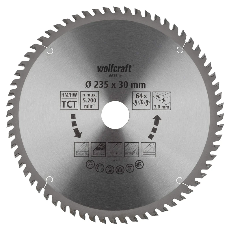 wolfcraft TC Circular Hand Saw Blade, orange series I 6635000 I Fine, clean cuts