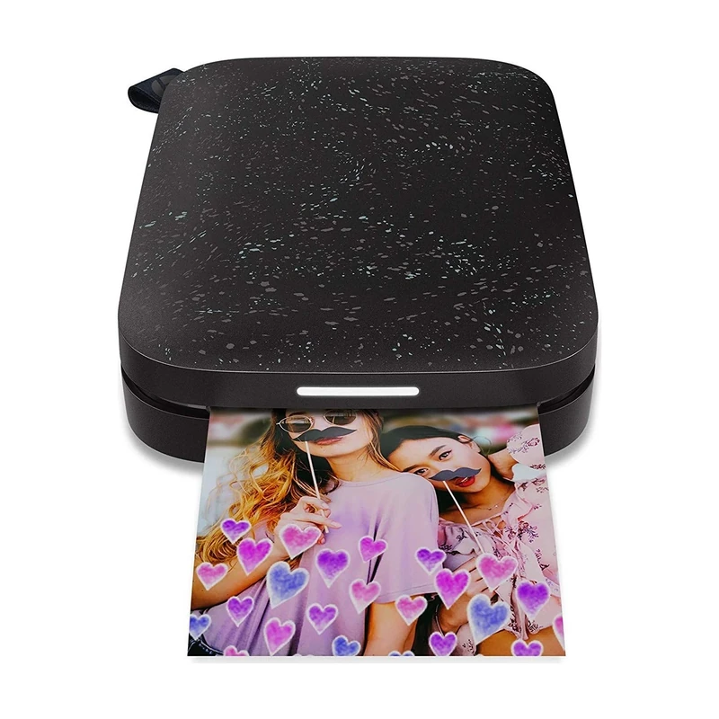 HP Sprocket Portable Photo Printer (Black Noirl) Instantly Prints ZINK 2x3 Sticky-Backed Photos from your iOS and Android Device