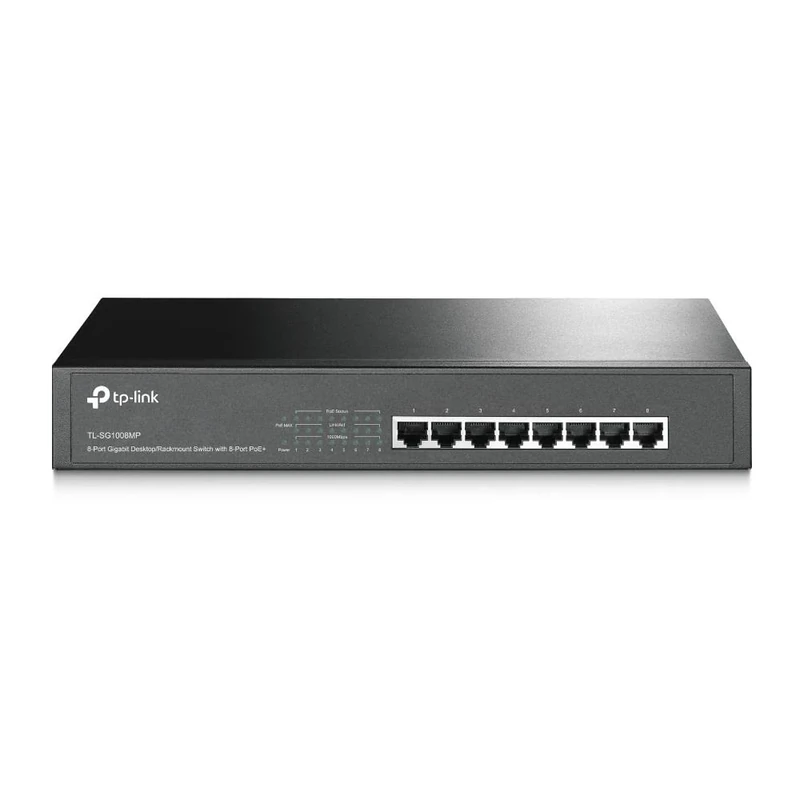 TP-Link TL-SG1008MP 8-Port Gigabit PoE Switch, 802.3af/at PoE+ Ports Network Switch up to 30 W for Each Port and 153 W for All Ports, Metal Casing, 13 inch Rack Mount/Desktop