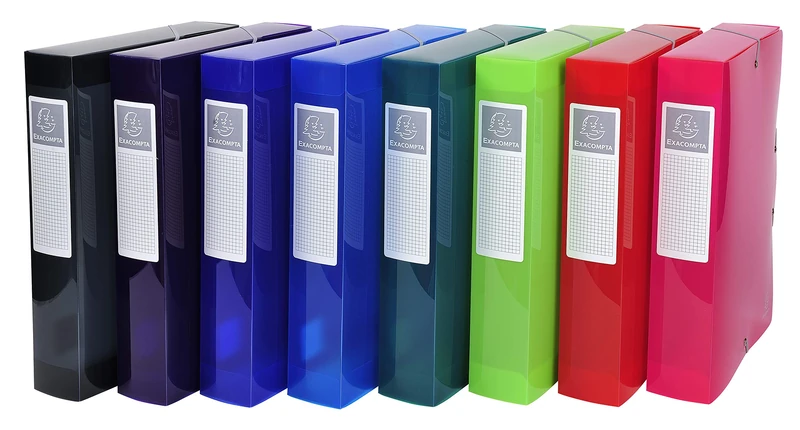 Exacompta Pack 8 Assorted PP Filing Boxes Iderama A4 Spine 6cm Organise